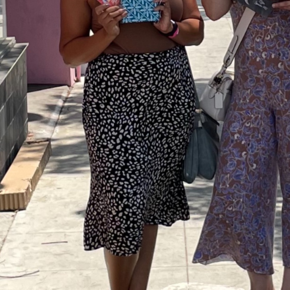 Black silky midi skirt